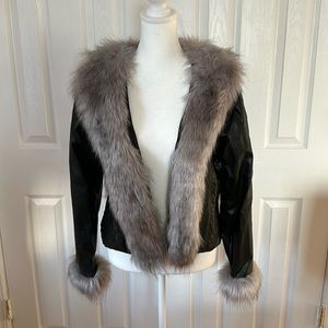 Faux Fur, Faux Leather Jacket X Large Jacket More Like a Medium